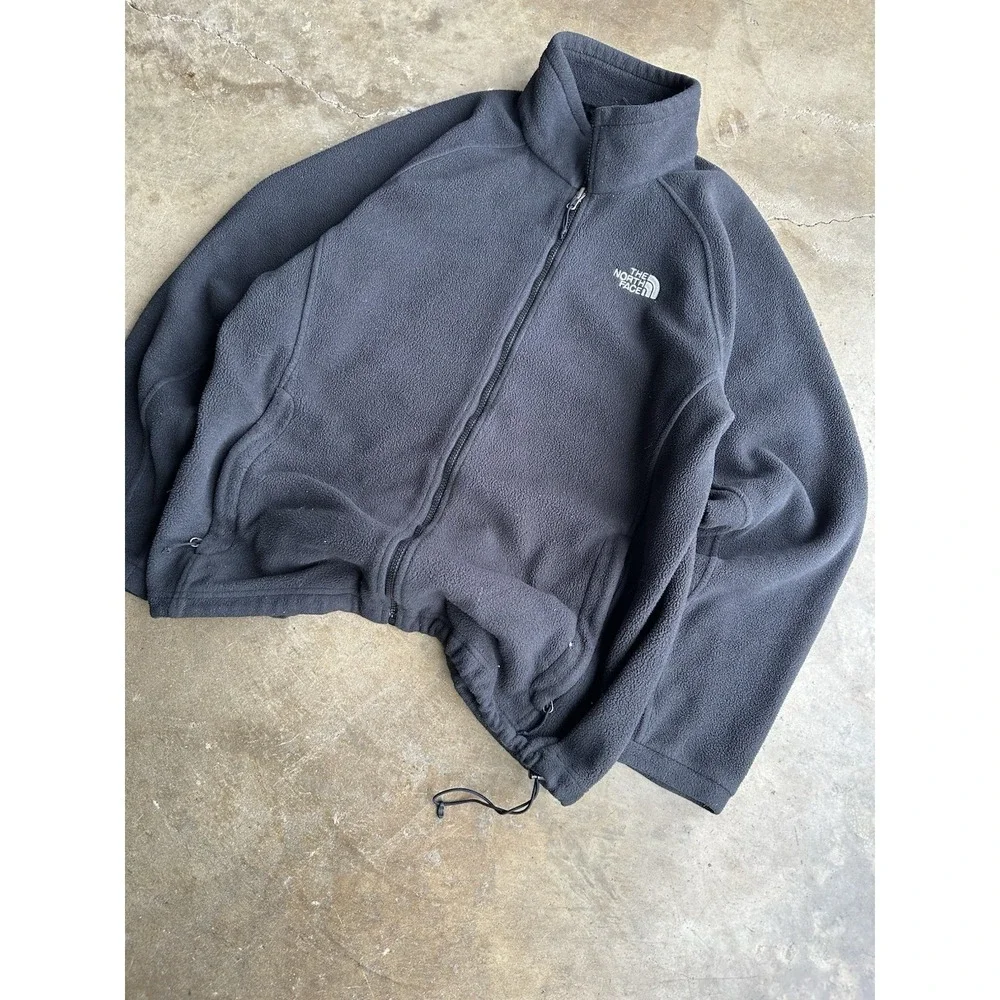 The North Face Mens Sz L Gray Full Zip Fleece Jacket Zip Pockets Warm Softshell